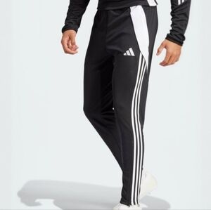 adidas Kids Black Aeroready Joggers with White Stripes